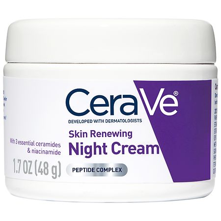 Cerave Skin Renewing Night Cream Face Moisturizer - 1.7 Fl Oz: Hydrating, Contains Peptides, No Fragrance Added