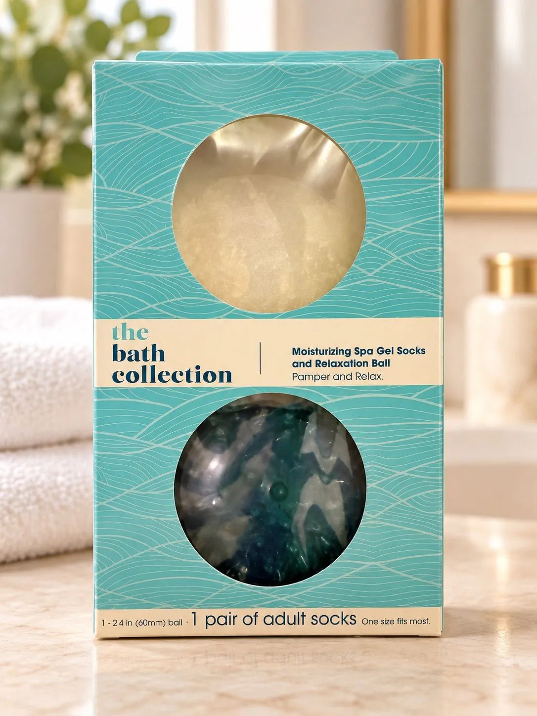 The Bath Collection Moisturizing Spa Gel Socks and Relaxation Ball