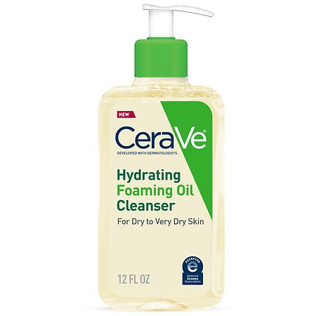 Cerave Hydrating Foaming Cleansing Oil Face Wash with Squalane Oil, Triglyceride and Hyaluronic Acid for Dry to Very Dry Skin - 12 Fl Oz