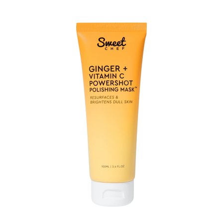 Sweet Chef Ginger + Vitamin C Powershot Polishing Mask - Brightening Face Mask for Dark Spots & Uneven Skin Tone + Maca Rice Powders & Aha Face Exfoliant & Resurfacing Mask 3.4oz