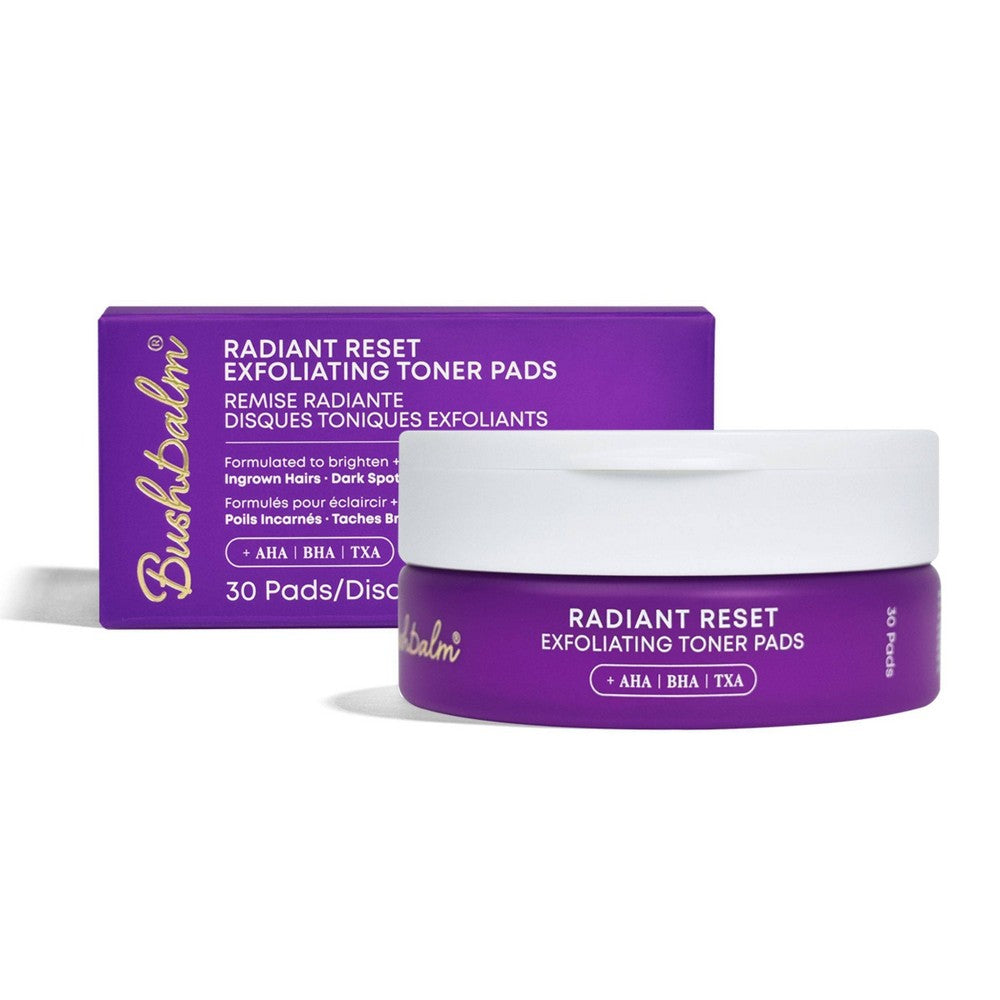 Bush Balm Bushbalm Radiant Reset Exfoliating Toner Pads - 30ct: for Legs, Jar, Contains Niacinamide and Glycolic Acid, Unscented