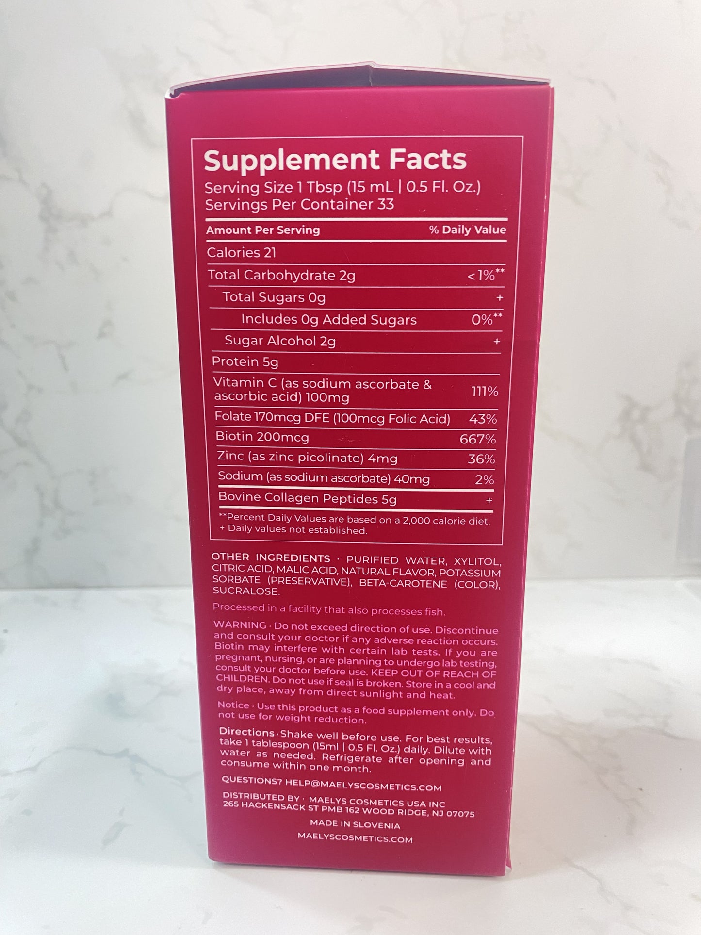 MAELYS Collagen and Biotin Supercharged Liquid Collagen Orange Peach 500ml