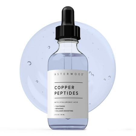 Asterwood Copper Peptides Serum for Face - Tightening Repairing Collagen Boosting - with Ghk-cu and Hyaluronic Acid - Fragrance-free - 2 Fl Oz