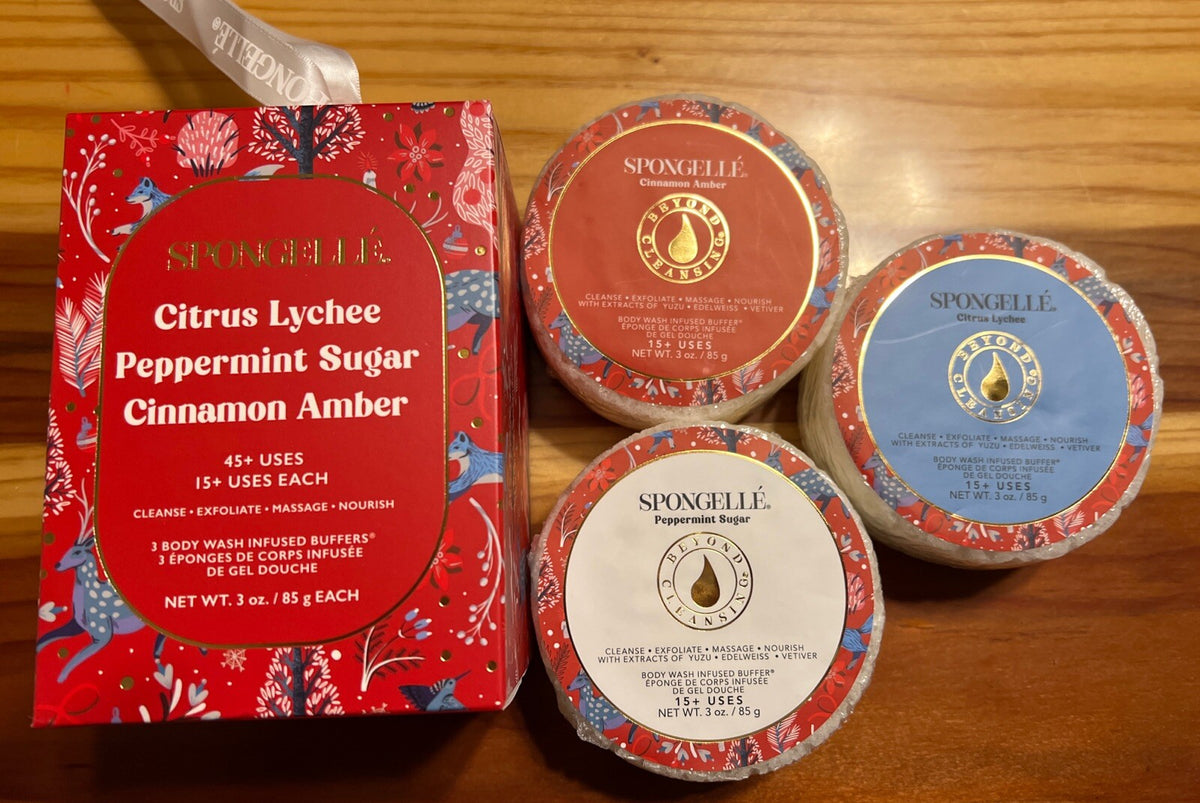 Spongelle Body Wash Infused Buffer Trio LE - Citrus/Peppermint/Cinnamon Amber