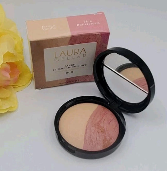 Laura Geller Baked Blush -N- Highlight Dou French Vanilla & Pink Buttercream - 0.32 oz